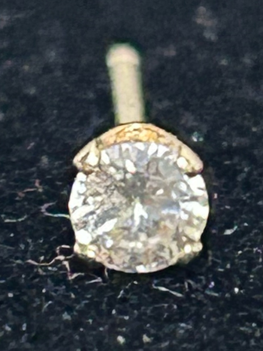 14k Gold Round Diamond Solitaire Single Stud Earring